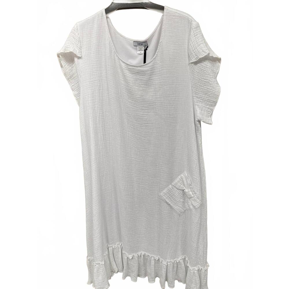 NEW DANIALI women's lined gauze dress in white